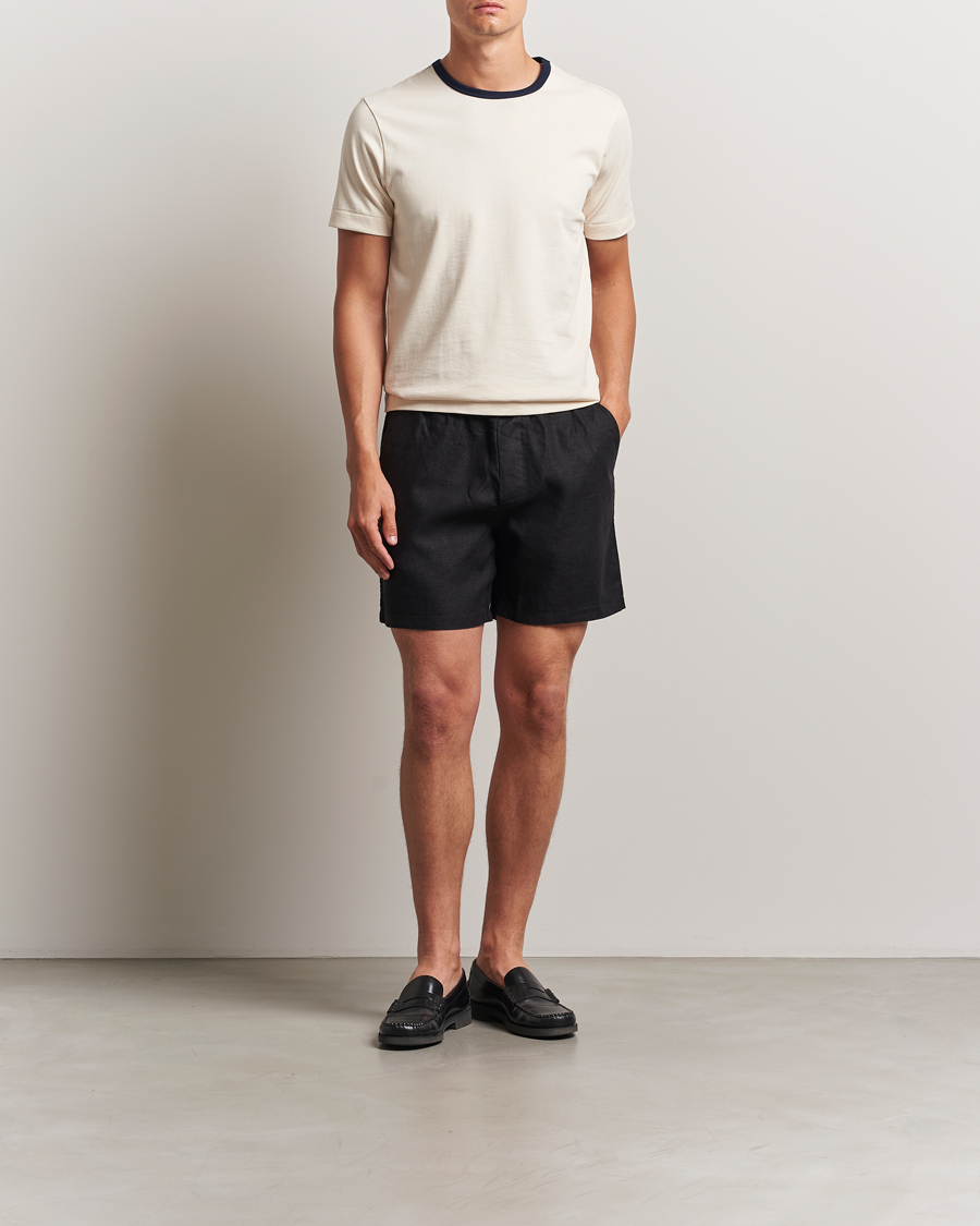Herr | Shorts | NN07 | Gregor Linen Drawstring Shorts Black