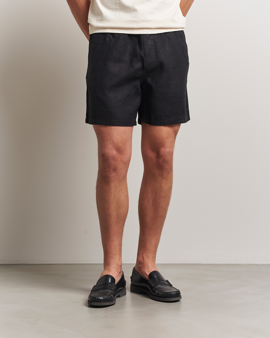 Herr | Shorts | NN07 | Gregor Linen Drawstring Shorts Black