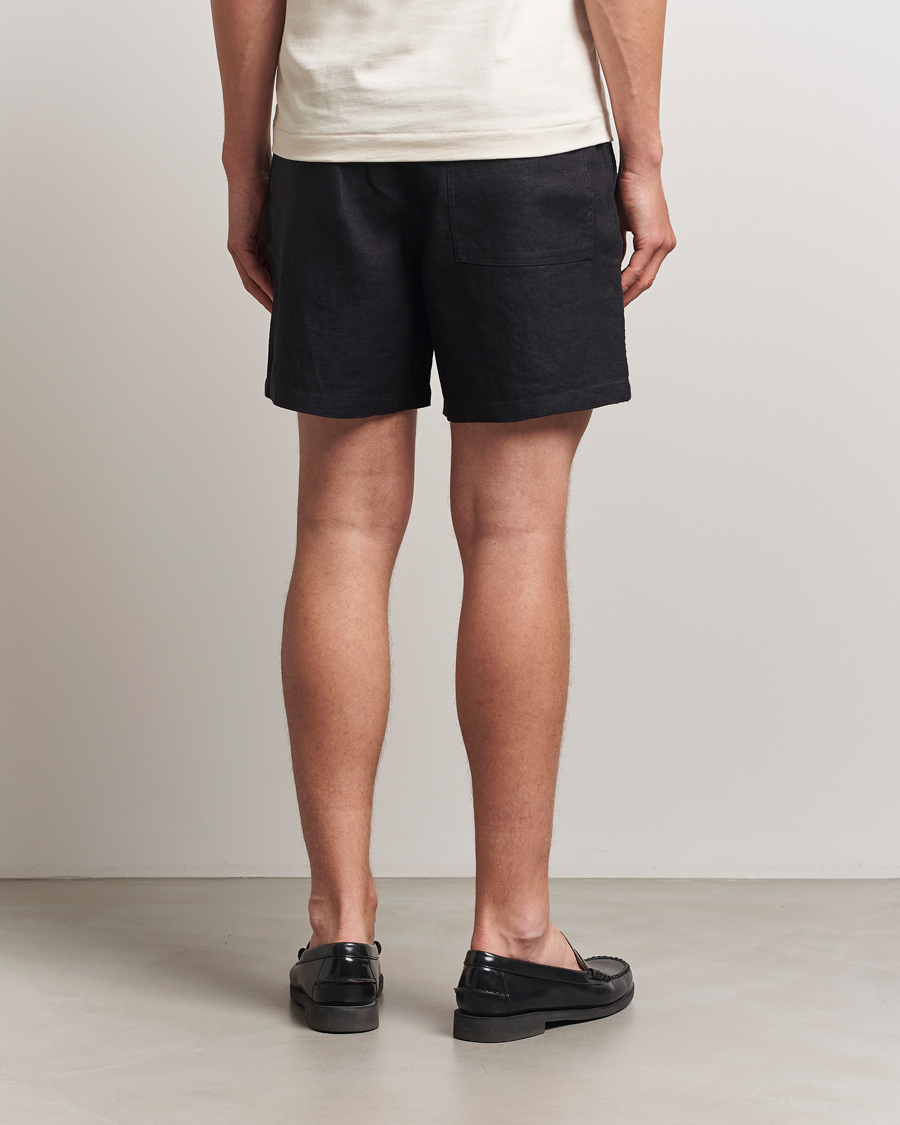 Herr | Shorts | NN07 | Gregor Linen Drawstring Shorts Black