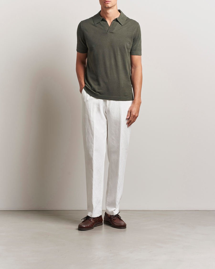 Herr | Pikéer | NN07 | Ryan Cotton/Linen Polo Croc Green