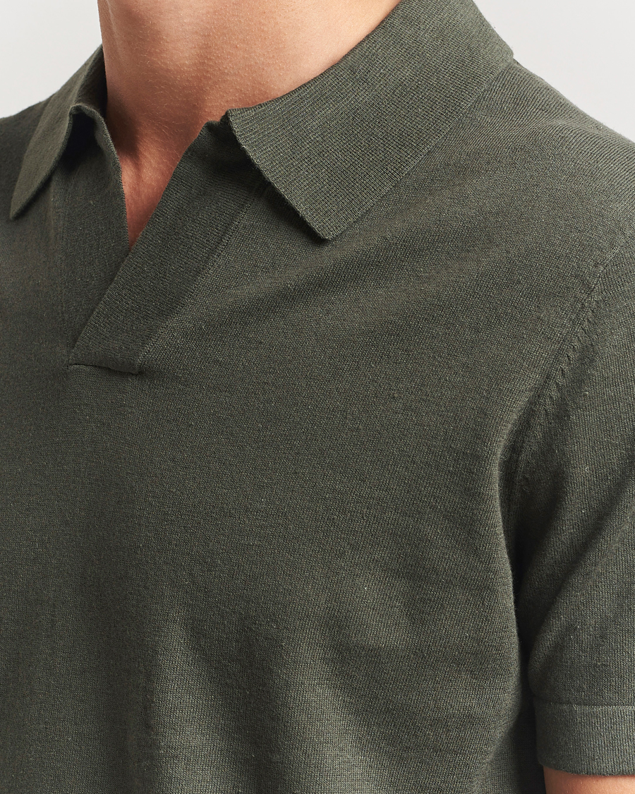 Herr | Pikéer | NN07 | Ryan Cotton/Linen Polo Croc Green