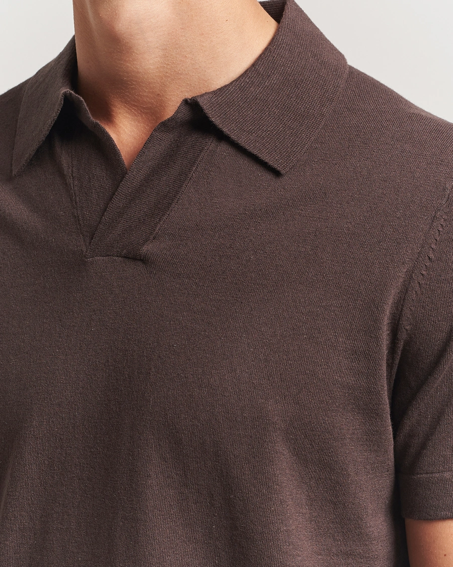 Herr | Pikéer | NN07 | Ryan Cotton/Linen Polo Coffee