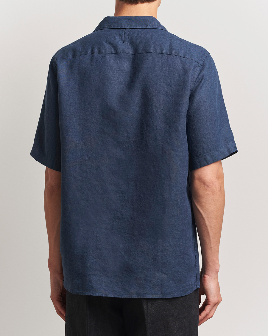 Herr | Skjortor | NN07 | Julio Linen Resort Shirt Navy Blue