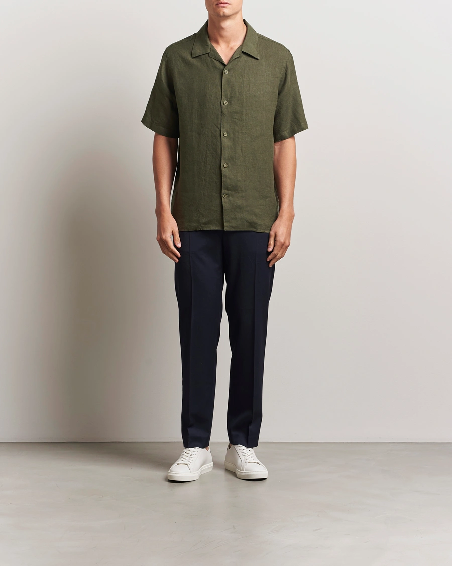 Herr | Skjortor | NN07 | Julio Linen Resort Shirt Croc Green