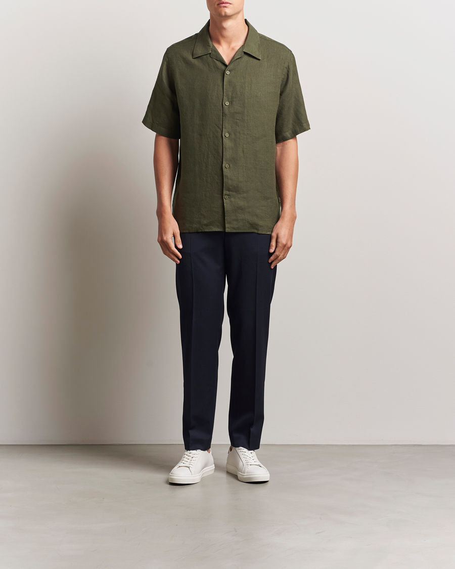 Herr | Skjortor | NN07 | Julio Linen Resort Shirt Croc Green