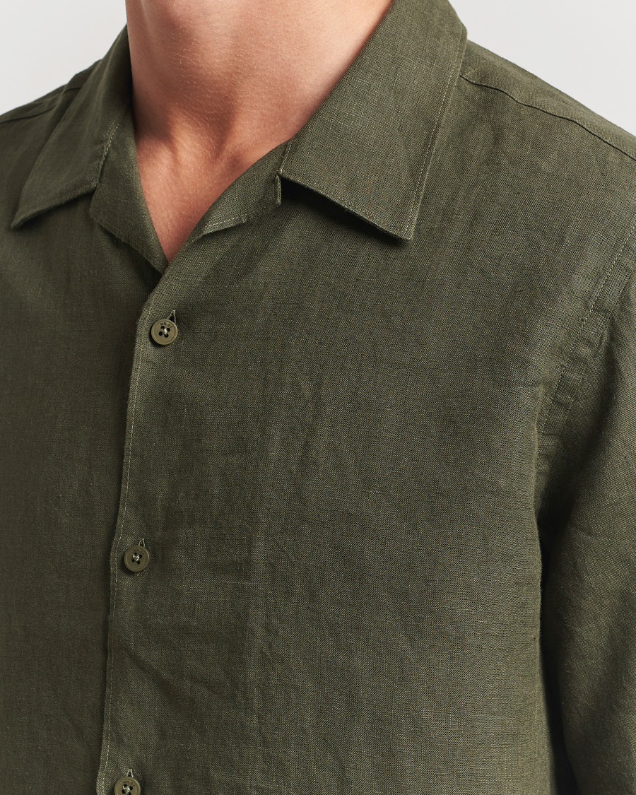 Herr | Skjortor | NN07 | Julio Linen Resort Shirt Croc Green