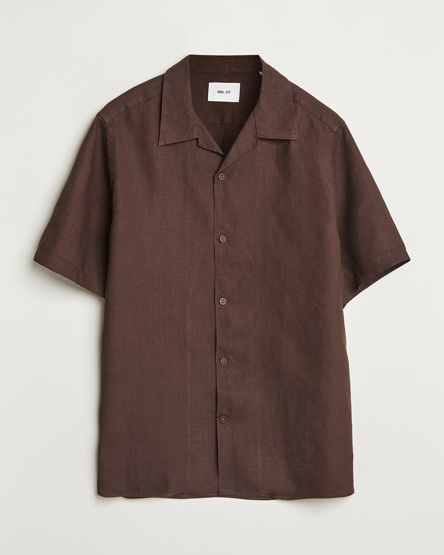 Herr | Skjortor | NN07 | Julio Linen Resort Shirt Coffee