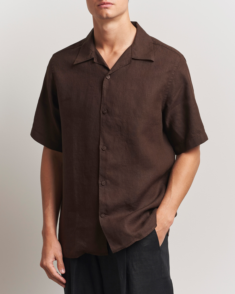 Herr | Skjortor | NN07 | Julio Linen Resort Shirt Coffee