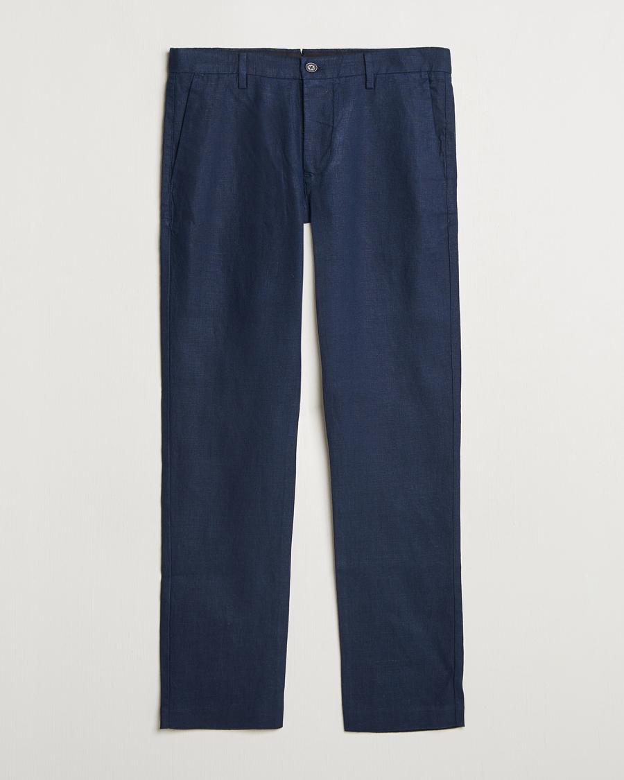 Herr | Byxor | NN07 | Theo Linen Trousers Navy Blue