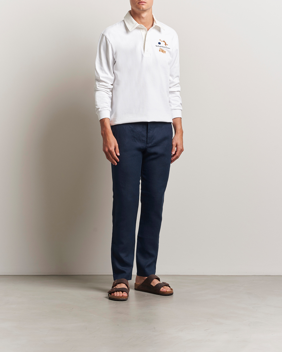 Herr | Byxor | NN07 | Theo Linen Trousers Navy Blue