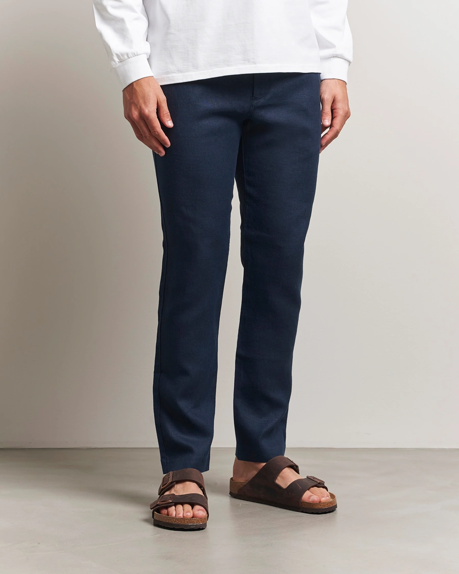Herr | Byxor | NN07 | Theo Linen Trousers Navy Blue