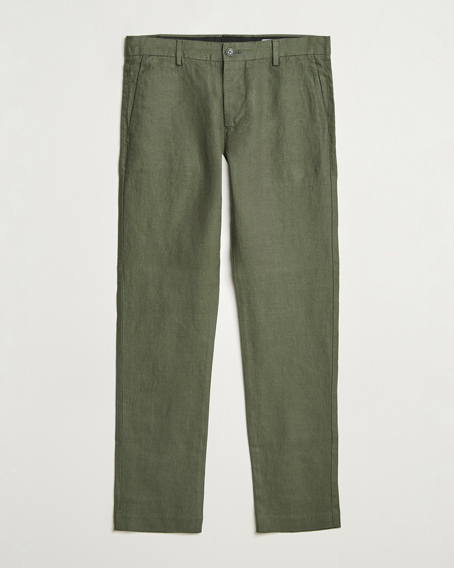 Herr | Byxor | NN07 | Theo Linen Trousers Croc Green