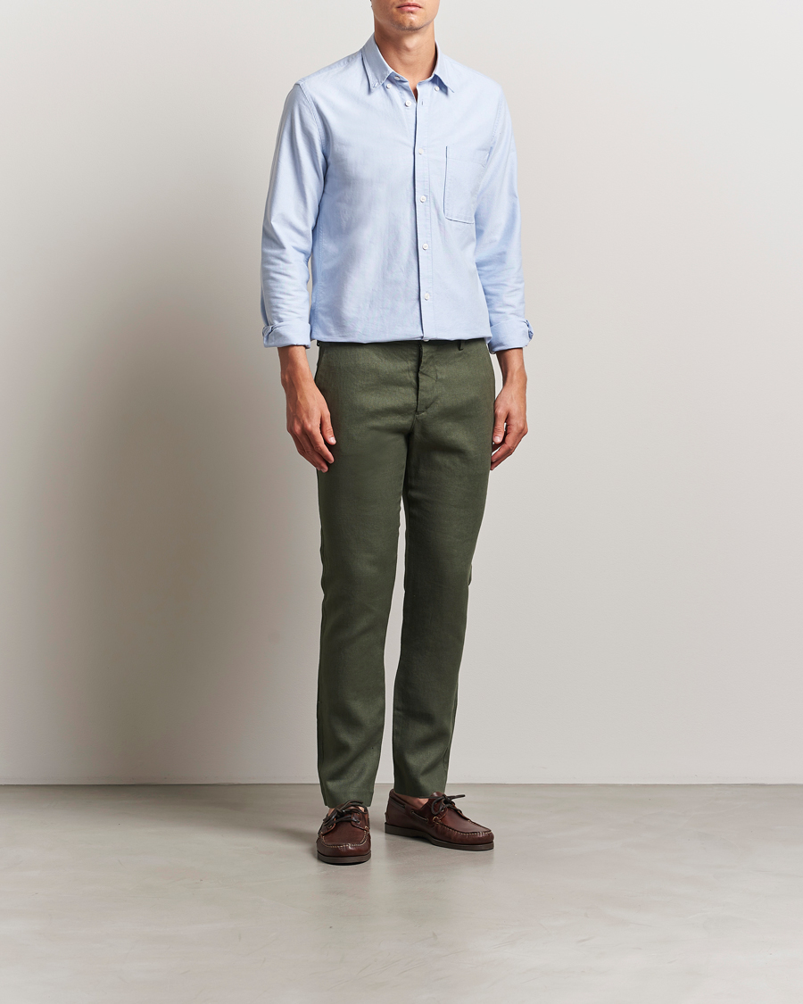 Herr | Byxor | NN07 | Theo Linen Trousers Croc Green