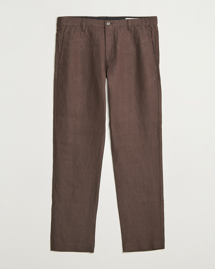 Herr | Byxor | NN07 | Theo Linen Trousers Coffee