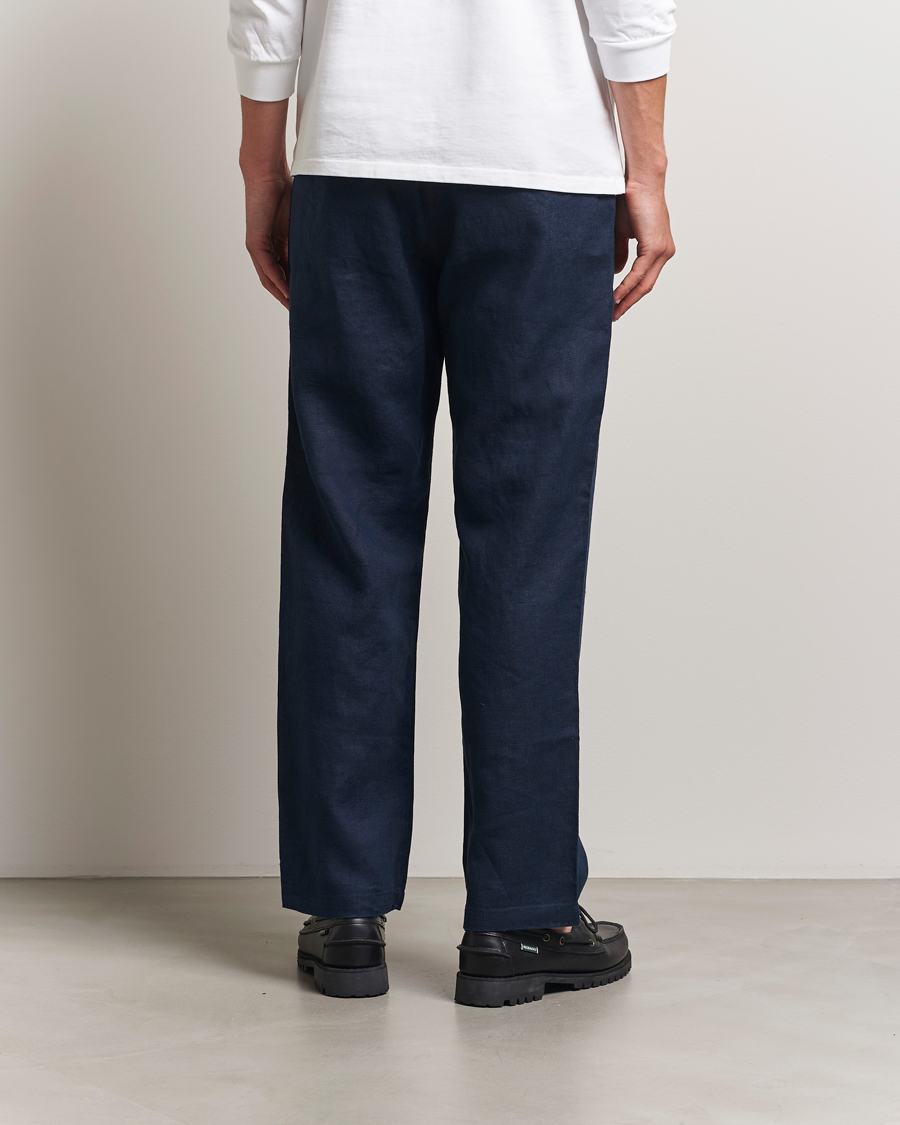 Herr | Byxor | NN07 | Aden Regular Fit Linen Trousers Navy Blue