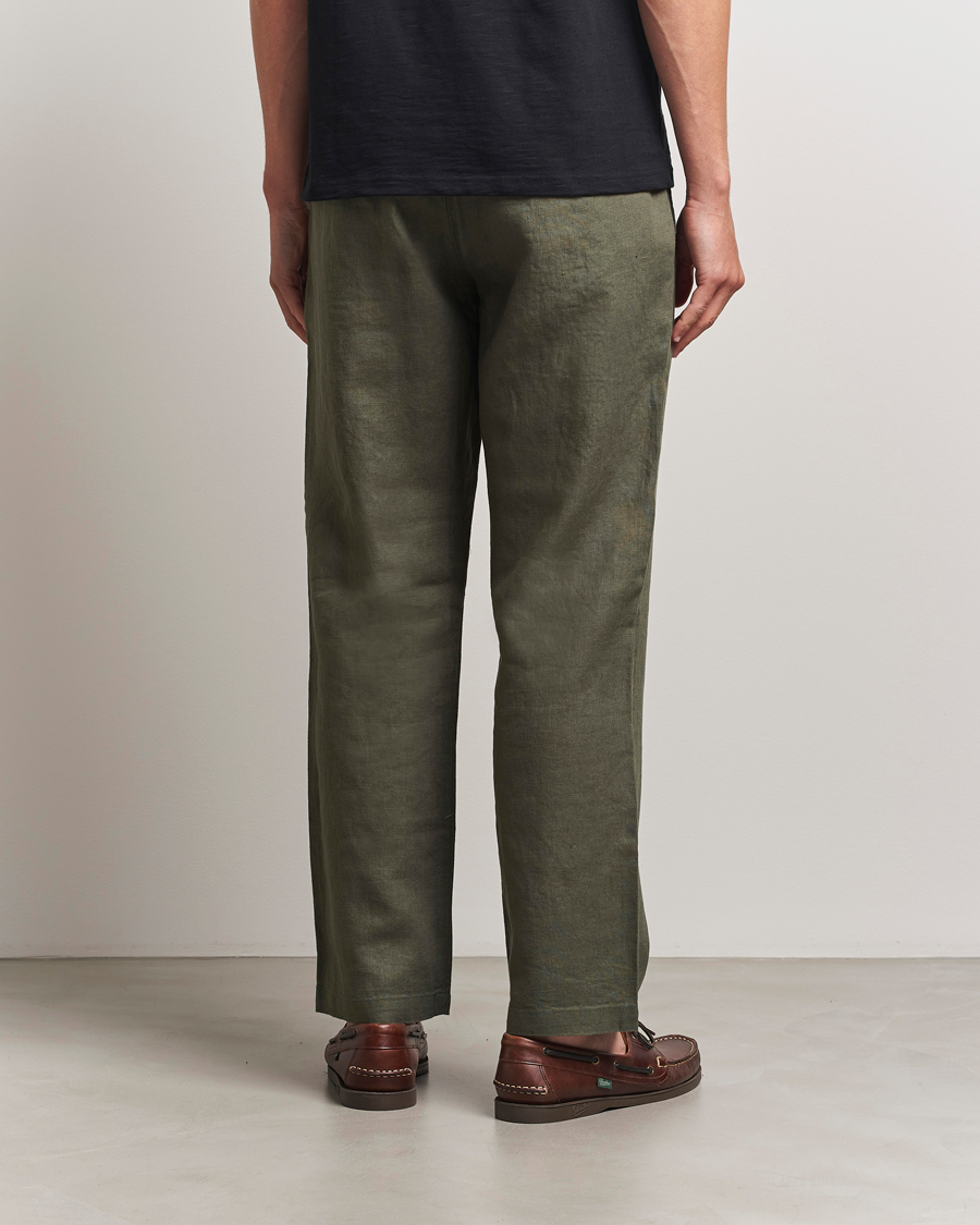 Herr | Byxor | NN07 | Aden Regular Fit Linen Trousers Croc Green