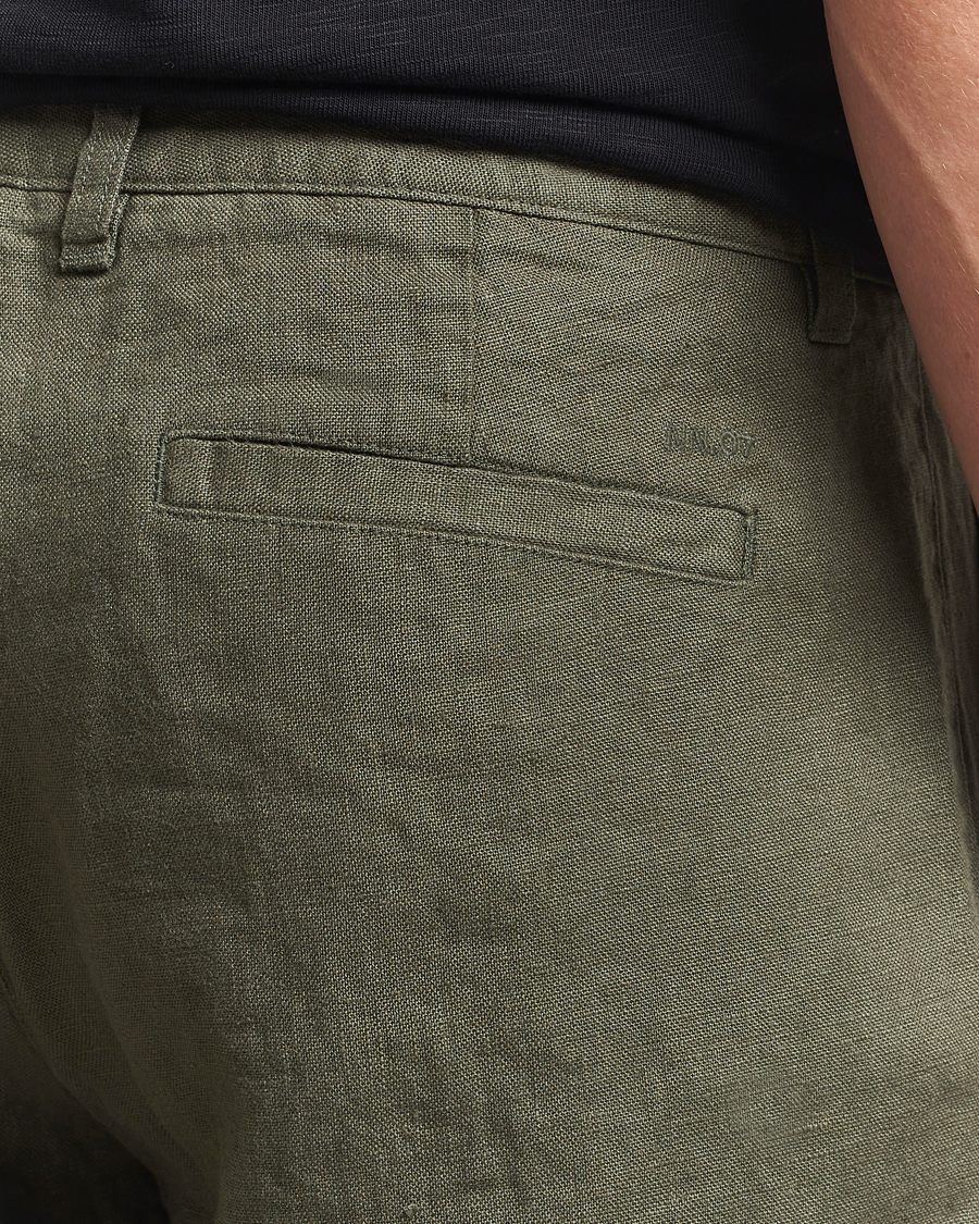 Herr | Byxor | NN07 | Aden Regular Fit Linen Trousers Croc Green