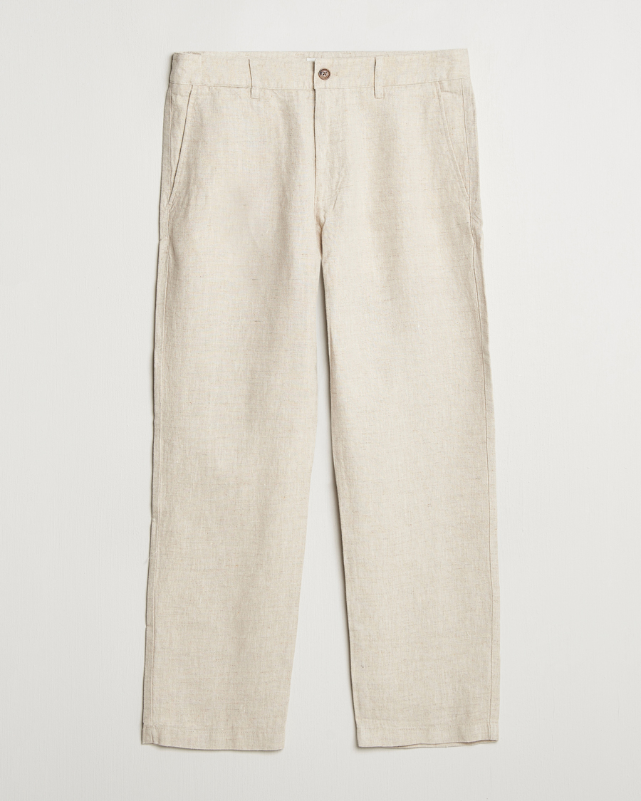 Herr | Byxor | NN07 | Aden Regular Fit Linen Trousers Oat