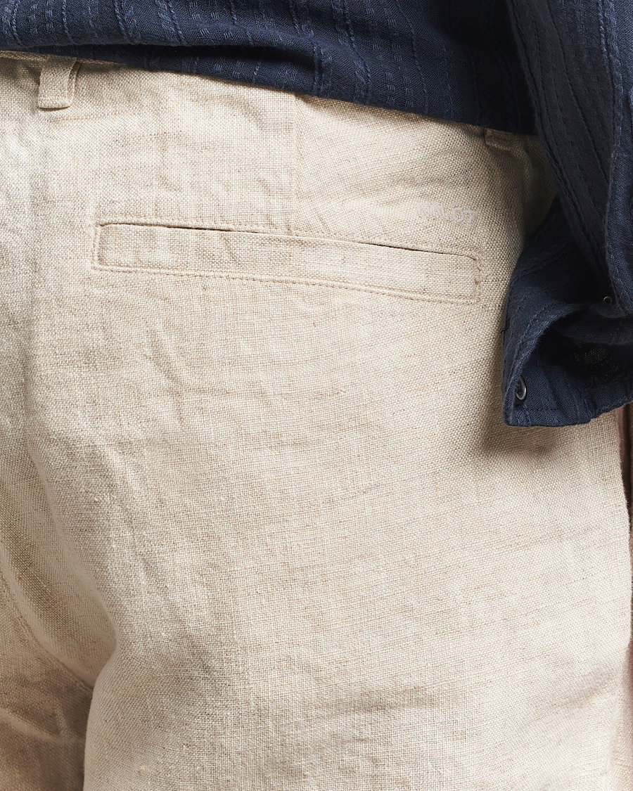 Herr | Byxor | NN07 | Aden Regular Fit Linen Trousers Oat