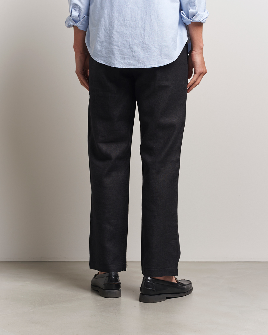 Herr | Byxor | NN07 | Aden Regular Fit Linen Trousers Black