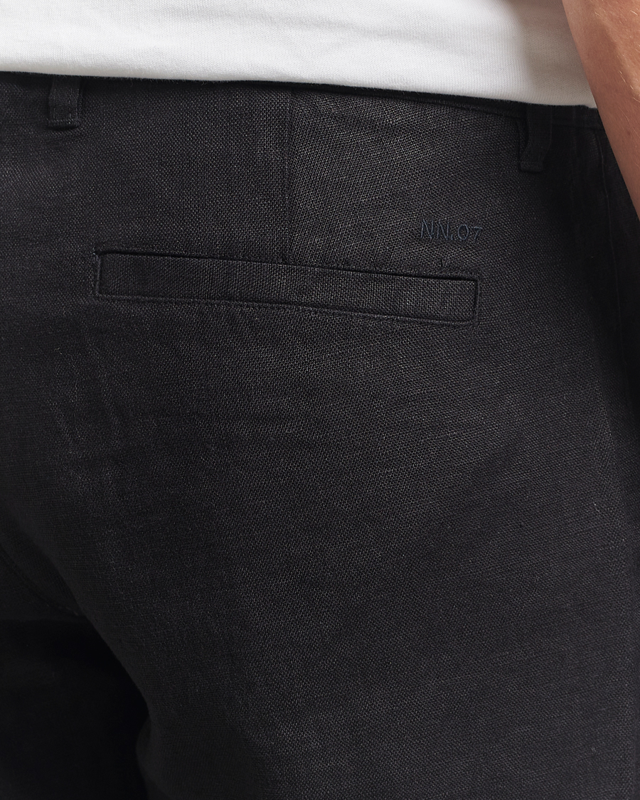 Herr | Byxor | NN07 | Aden Regular Fit Linen Trousers Black