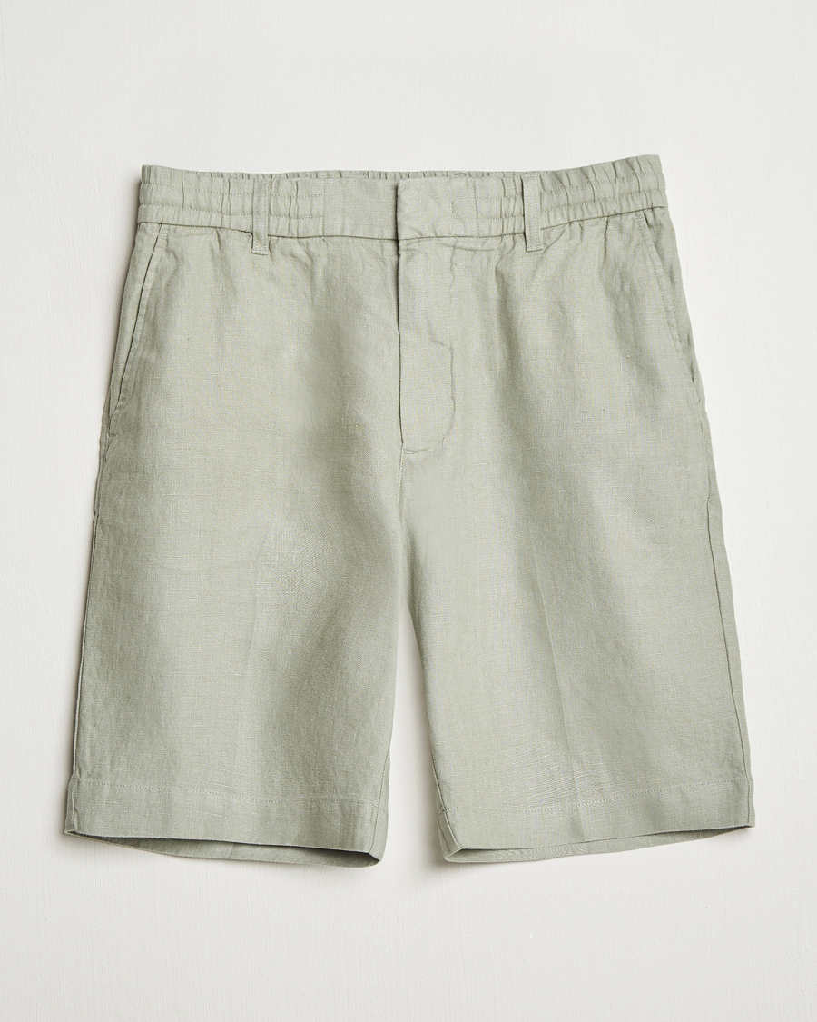 Herr | Shorts | NN07 | Billie Pleated Linen Drawstring Shorts Sage Green