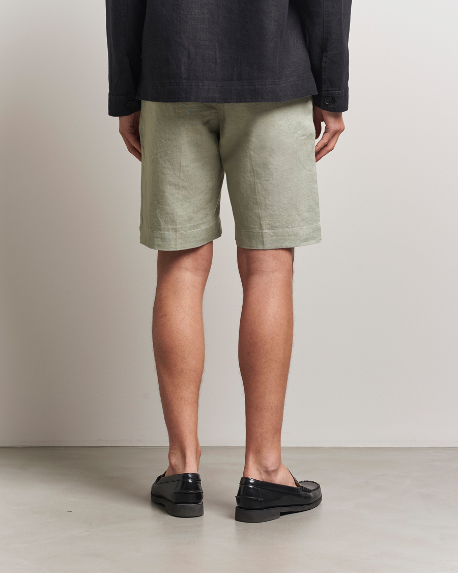 Herr | Shorts | NN07 | Billie Pleated Linen Drawstring Shorts Sage Green