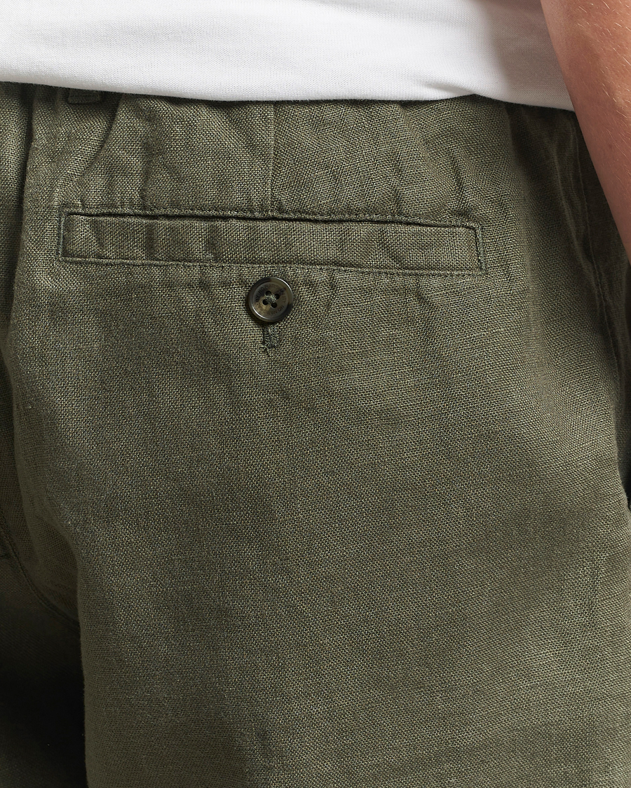 Herr | Shorts | NN07 | Billie Pleated Linen Drawstring Shorts Croc Green
