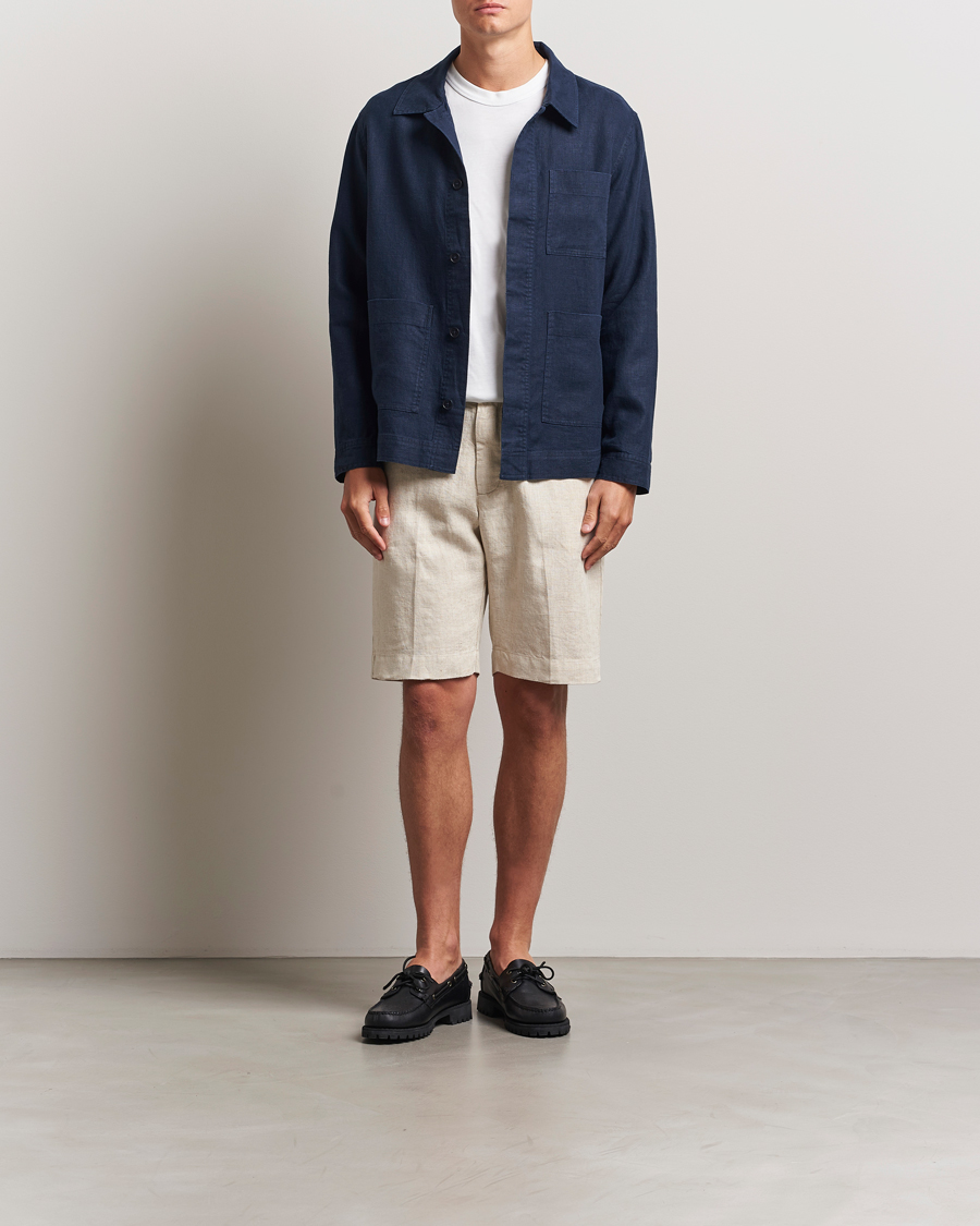 Herr | Shorts | NN07 | Billie Pleated Linen Drawstring Shorts Oat