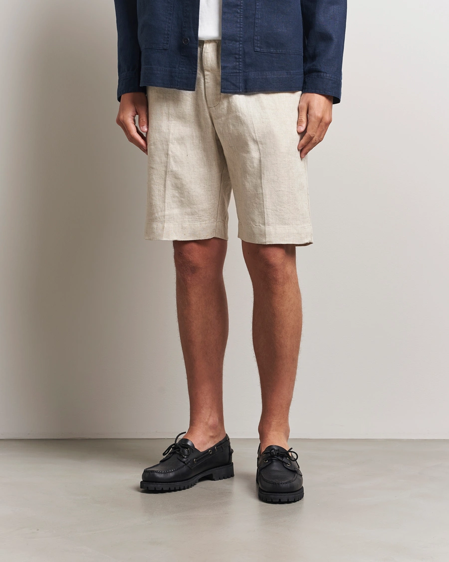 Herr | Shorts | NN07 | Billie Pleated Linen Drawstring Shorts Oat
