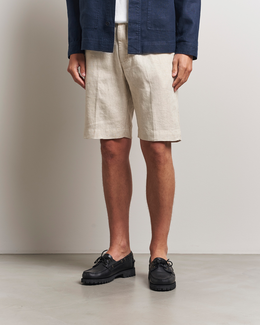 Herr | Shorts | NN07 | Billie Pleated Linen Drawstring Shorts Oat