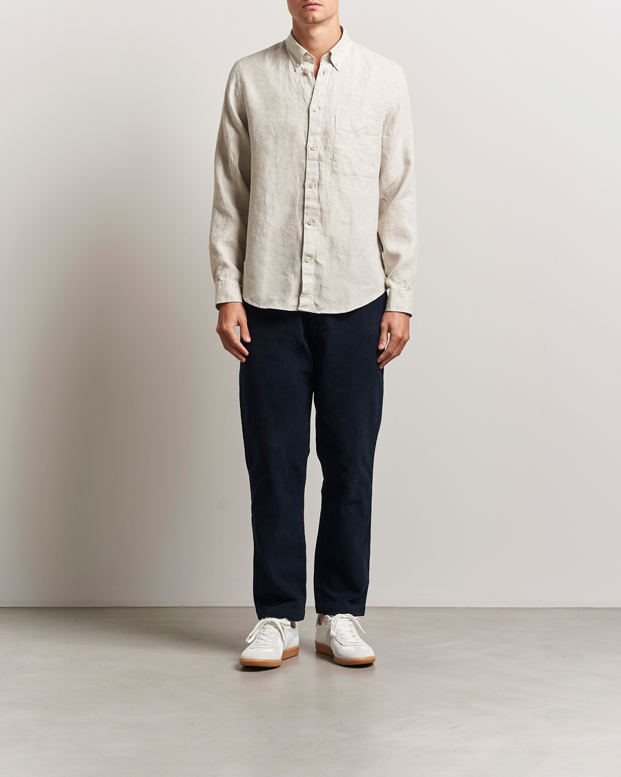 Herr | Skjortor | NN07 | Arne Linen Button Down Shirt Oat