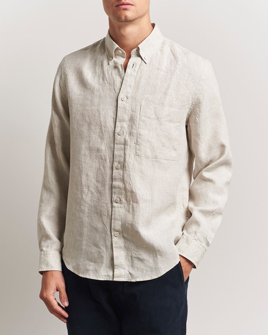 Herr | Skjortor | NN07 | Arne Linen Button Down Shirt Oat