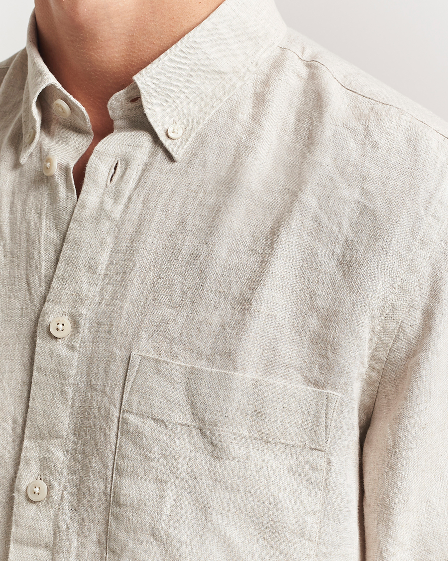 Herr | Skjortor | NN07 | Arne Linen Button Down Shirt Oat