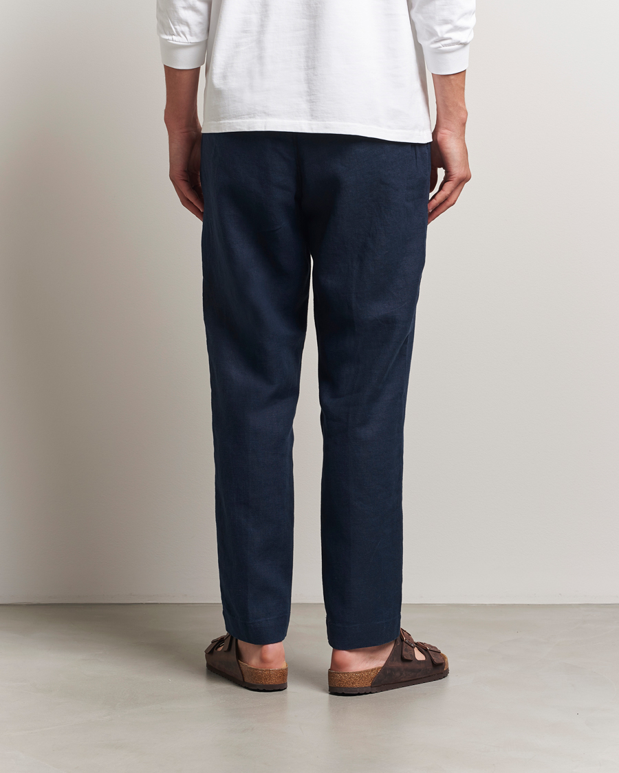 Herr | Byxor | NN07 | Billie Linen Drawstring Trousers Navy Blue