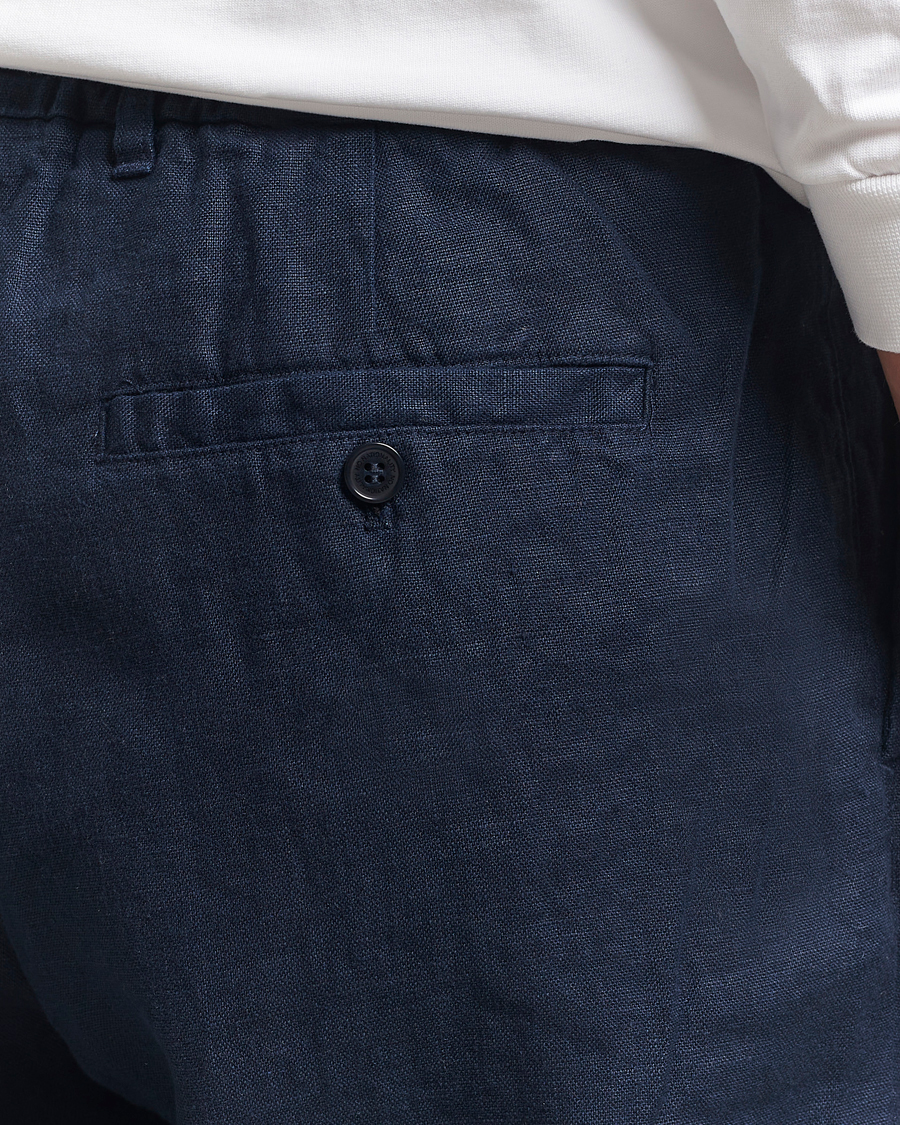 Herr | Byxor | NN07 | Billie Linen Drawstring Trousers Navy Blue
