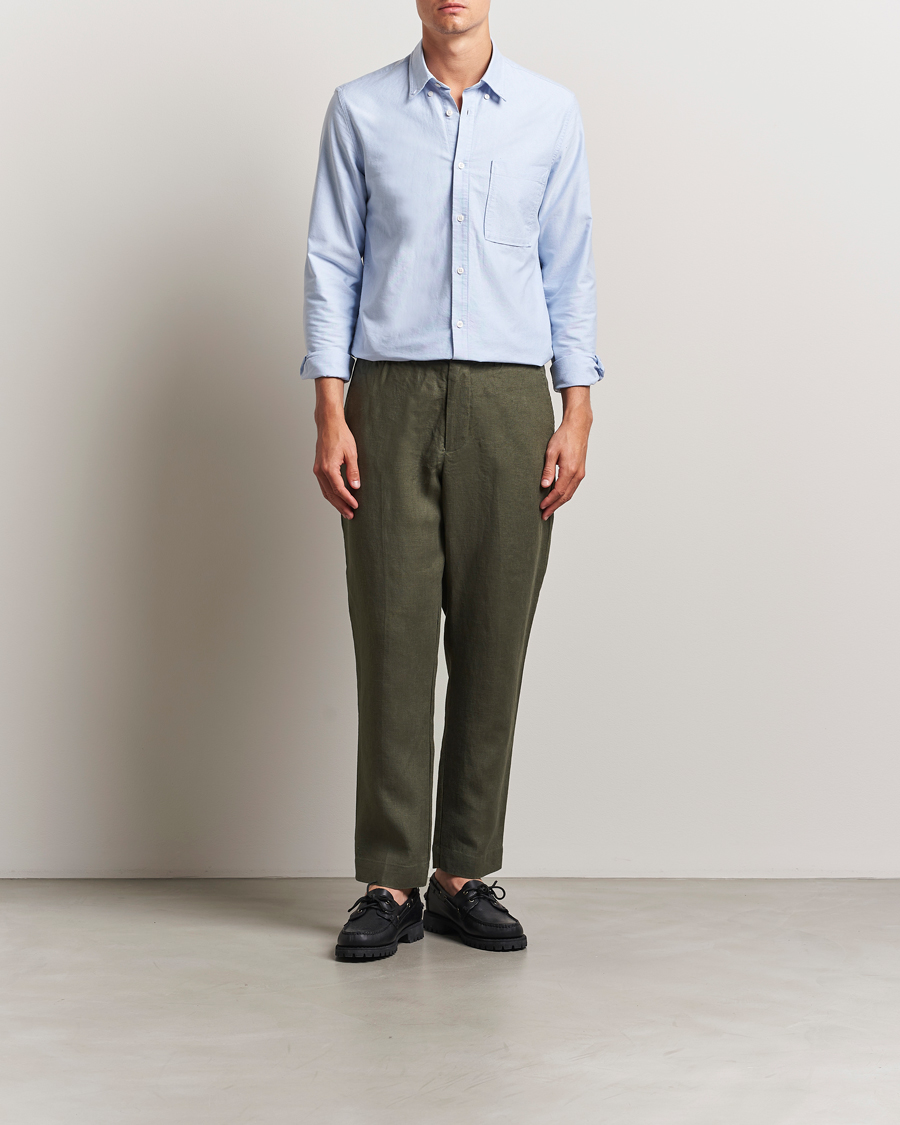 Herr | Byxor | NN07 | Billie Linen Drawstring Trousers Croc Green