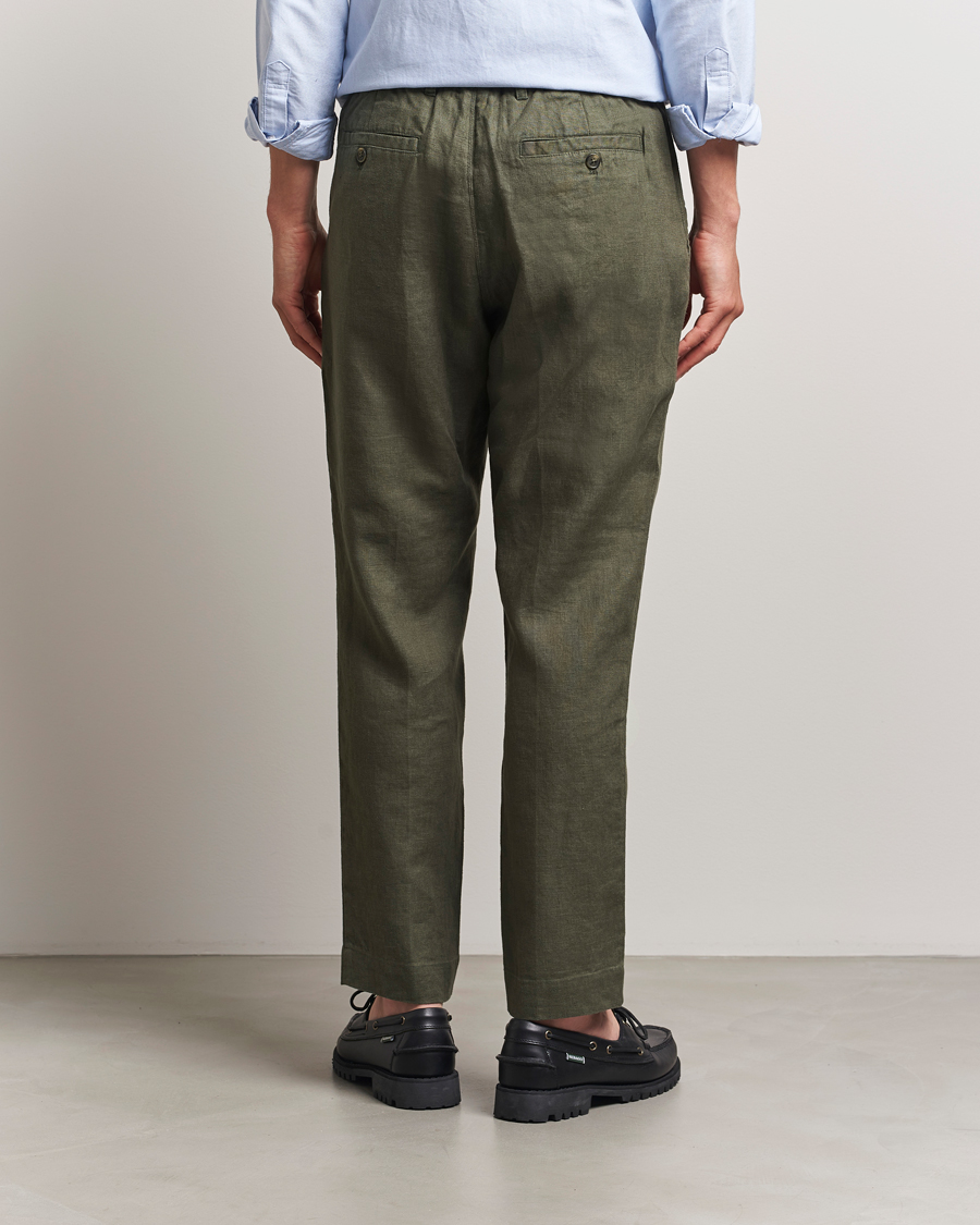 Herr | Byxor | NN07 | Billie Linen Drawstring Trousers Croc Green
