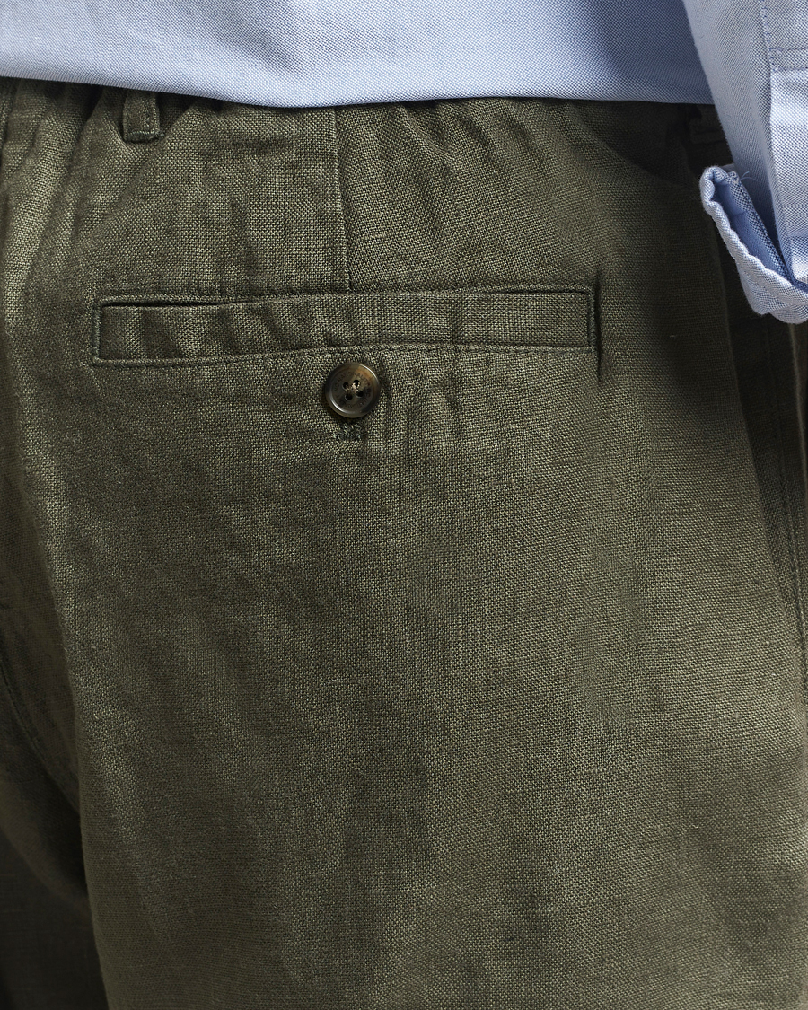 Herr | Byxor | NN07 | Billie Linen Drawstring Trousers Croc Green