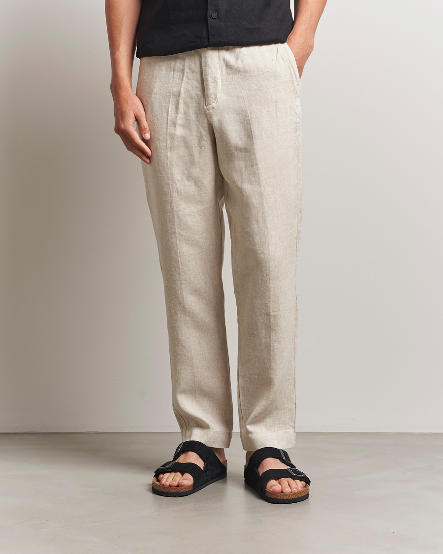 Herr | Byxor | NN07 | Billie Linen Drawstring Trousers Oat