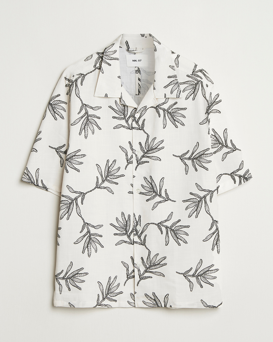 Herr | Skjortor | NN07 | Ole Printed Cotton/Lyocell Resort Shirt Off White