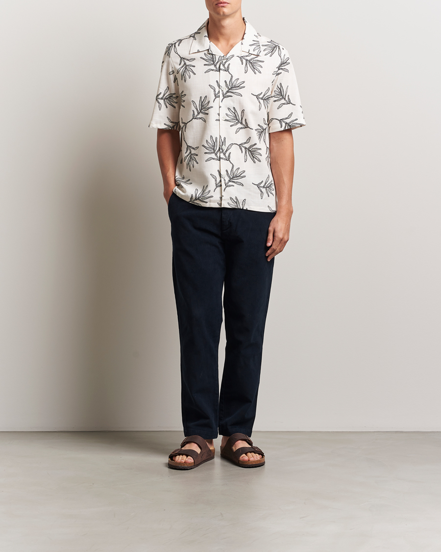 Herr | Skjortor | NN07 | Ole Printed Cotton/Lyocell Resort Shirt Off White