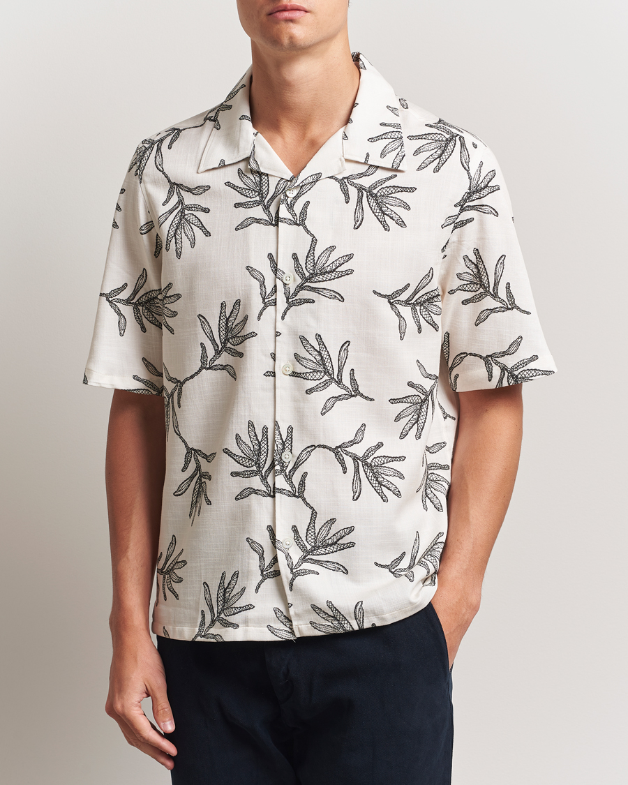 Herr | Skjortor | NN07 | Ole Printed Cotton/Lyocell Resort Shirt Off White