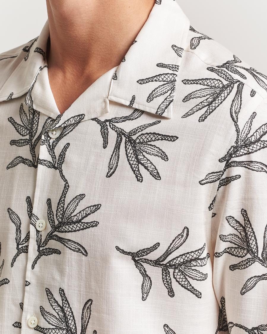 Herr | Skjortor | NN07 | Ole Printed Cotton/Lyocell Resort Shirt Off White