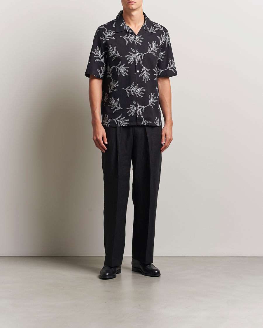 Herr | Skjortor | NN07 | Ole Printed Cotton/Lyocell Resort Shirt Black