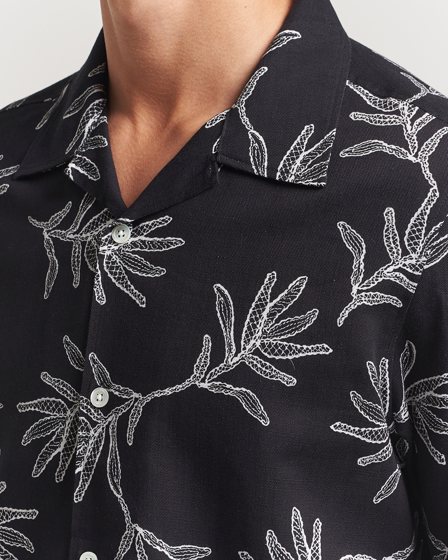 Herr | Skjortor | NN07 | Ole Printed Cotton/Lyocell Resort Shirt Black