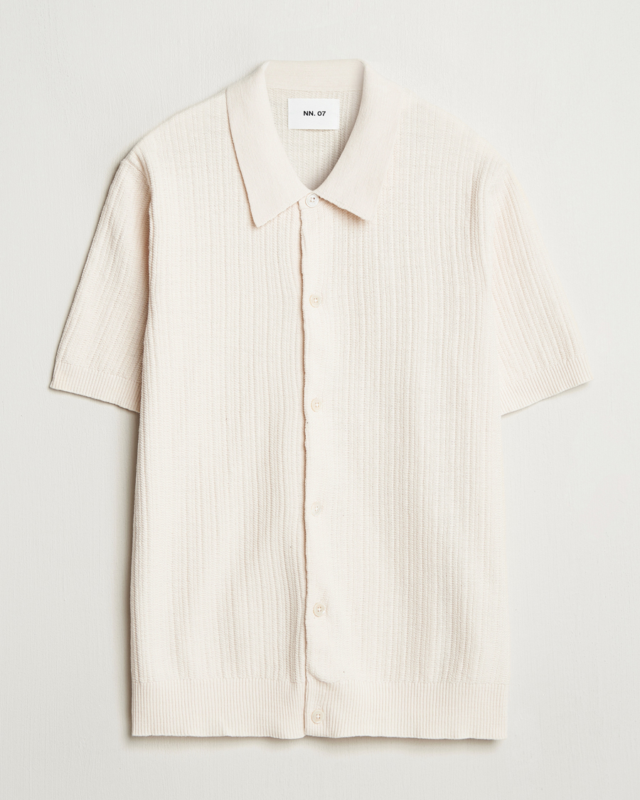Herr | Skjortor | NN07 | Nolan Knitted Short Sleeve Shirt Ecru