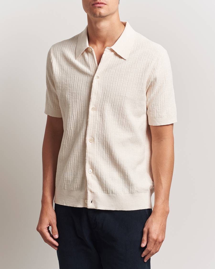 Herr | Skjortor | NN07 | Nolan Knitted Short Sleeve Shirt Ecru