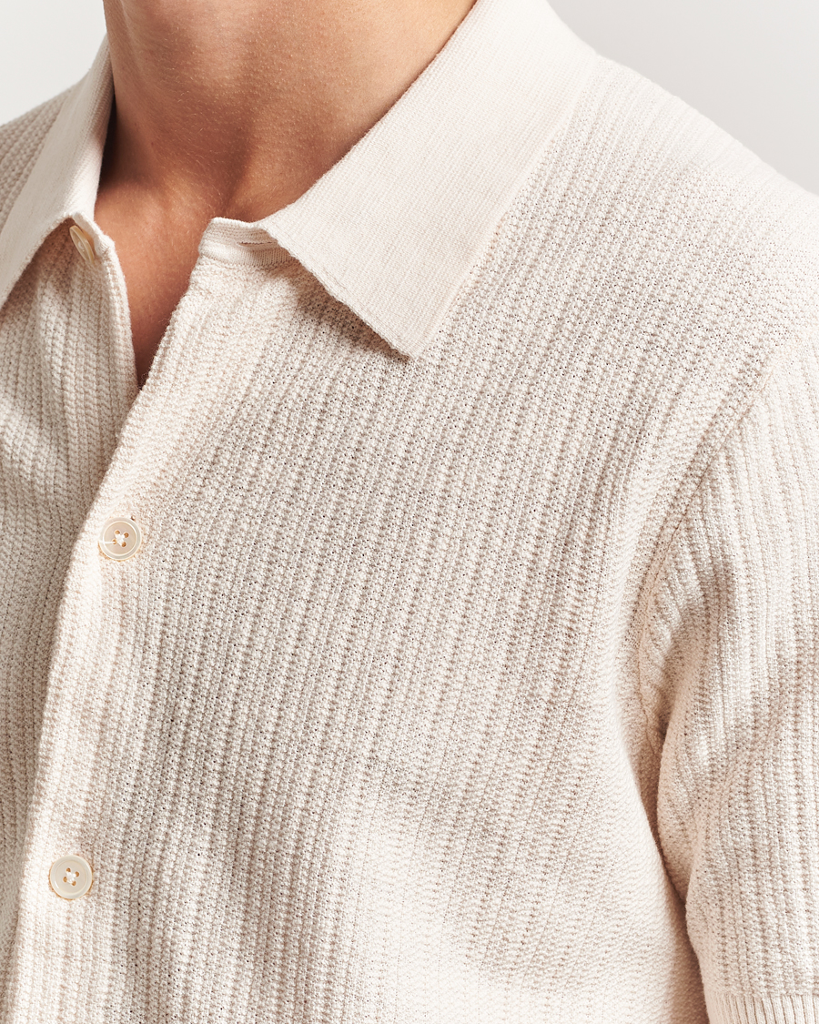 Herr | Skjortor | NN07 | Nolan Knitted Short Sleeve Shirt Ecru