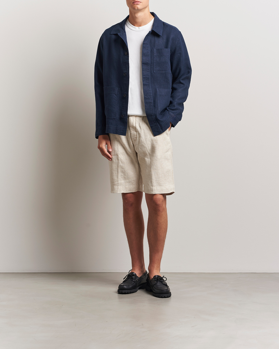 Herr | Skjortor | NN07 | Olav Linen Overshirt Navy Blue